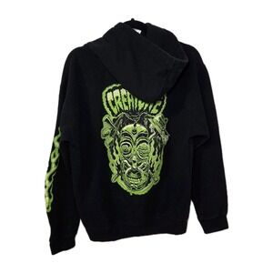 Creature Carnevil Graphic Hoodie Black Green‎ Men's Size Medium Grunge Y2K
